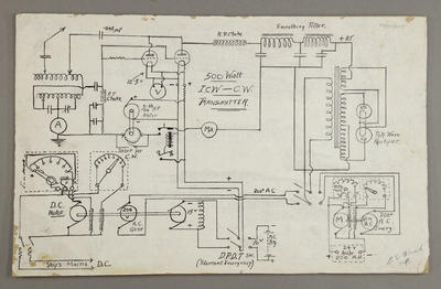 [Wiring diagrams for a 500 wt I.C.W. - C.W. transmitter]